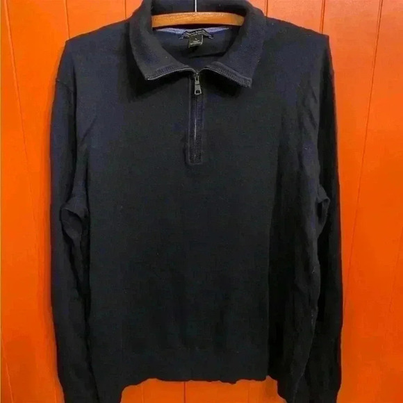 Banana Republic 1/4 Zip Sweater 85% Pima Cotton 15% Cashmere Size L men navy - Picture 5 of 8